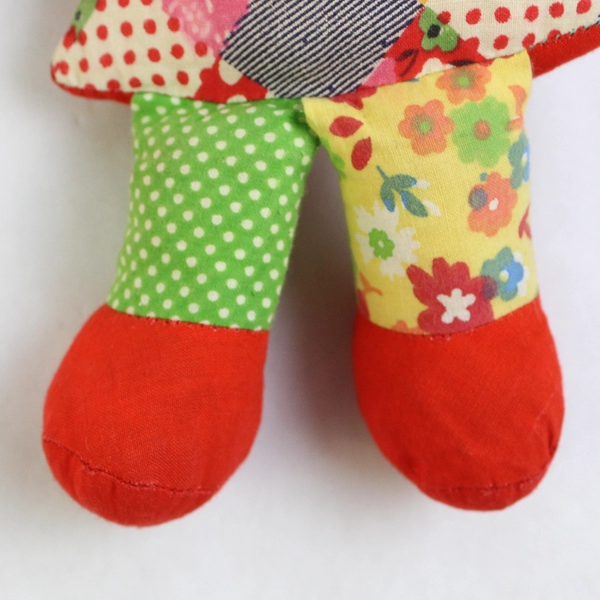 Vintage 10 Inch Cloth And Plastic Patchwork Doll Made In Taiwan