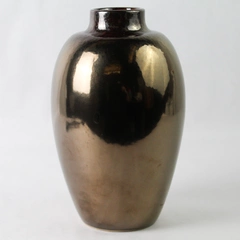 HD Designs Ceramic Vase Sepia Metallic Red 10" 