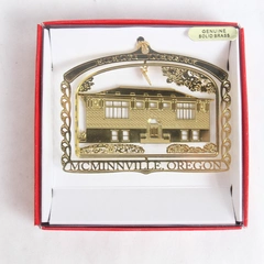 Vintage McMinnville OR Carnegie Library Solid Brass Ornament 2" Holiday Decor