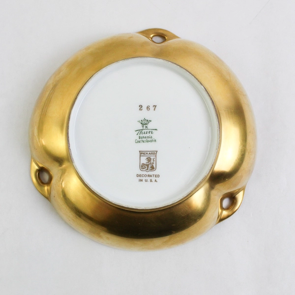 Vintage TK Thun Gold-Painted Floral Design Bowl #267