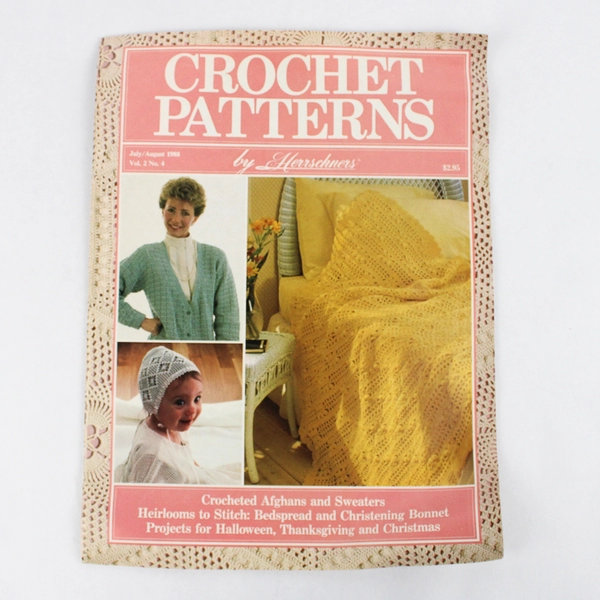 Crochet Patterns By Herrschners July/August 1988 Vol. 2 No. 4 Afghans Sweaters