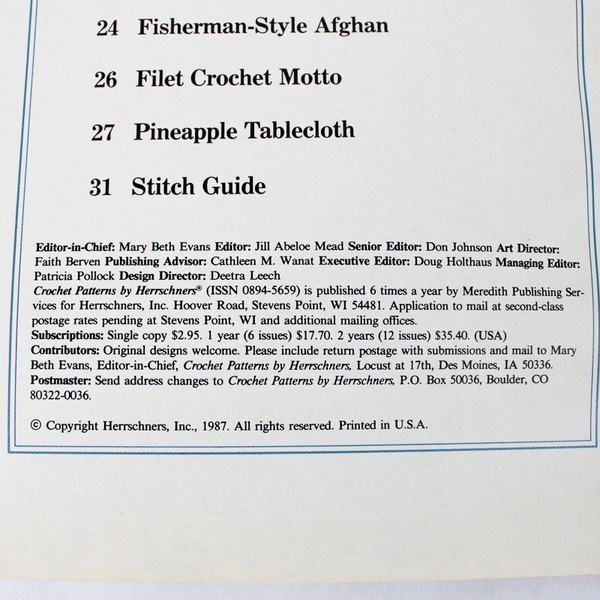 Vintage: Crochet Patterns Herrschner’s Vol. 1 No. 1,1987