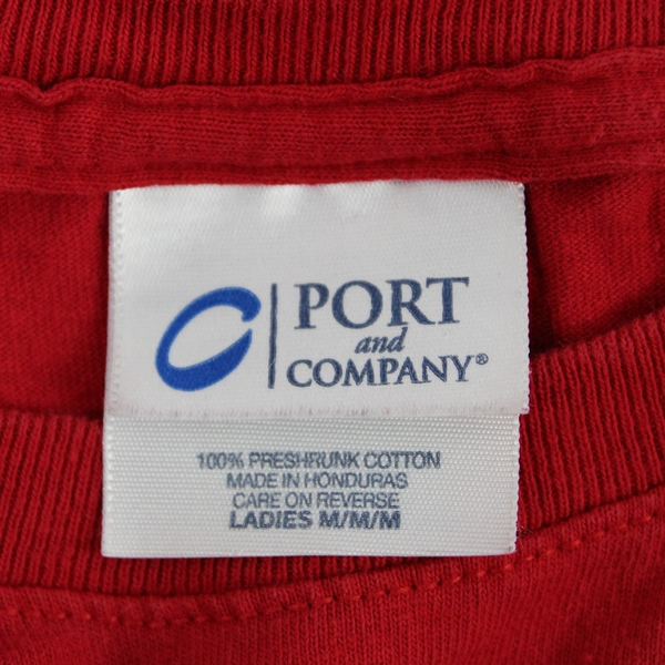 Port & Company Women's Medium Red Short Sleeve T-Shirt Bullseye Leader Patch