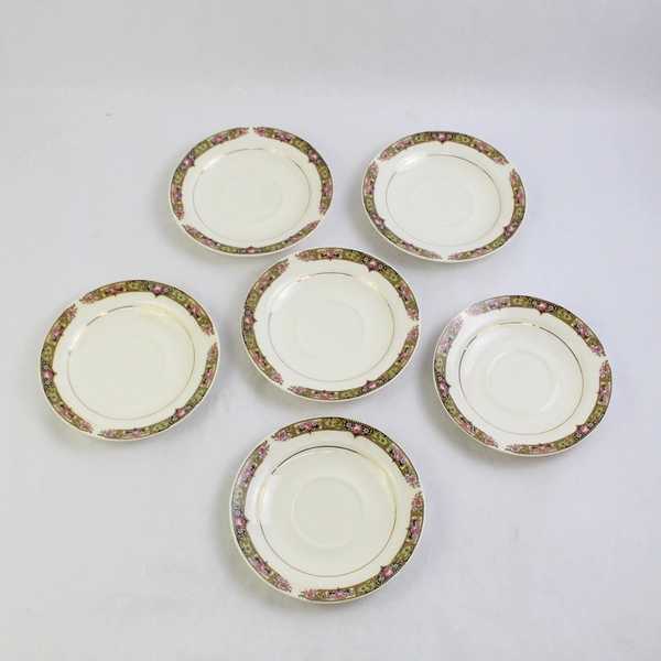Lot of 6 Vintage Edwin Knowles Chartreus Saucers Only 6" Flawed