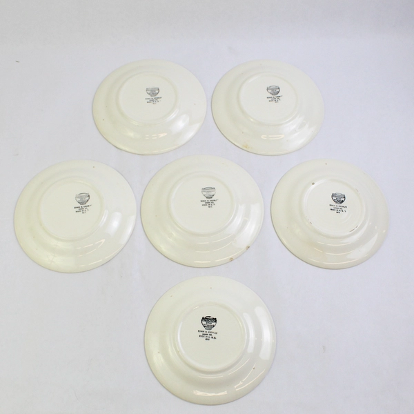 Lot of 6 Vintage Edwin Knowles Chartreus Saucers Only 6" Flawed