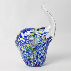 Vintage Multicolor Crystal Glass Elephant Figurine Paper Weight 7.5"