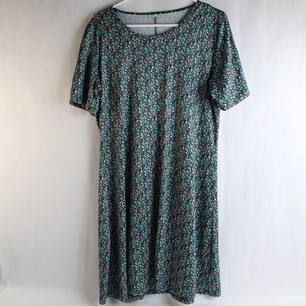 Women's Unbranded Black Multi-Color Floral Pattern Short Sleeve Midi Dress XL