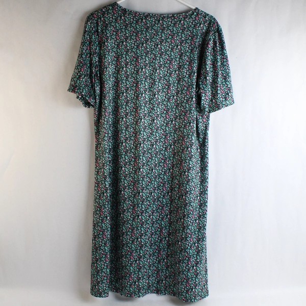 Women's Unbranded Black Multi-Color Floral Pattern Short Sleeve Midi Dress XL