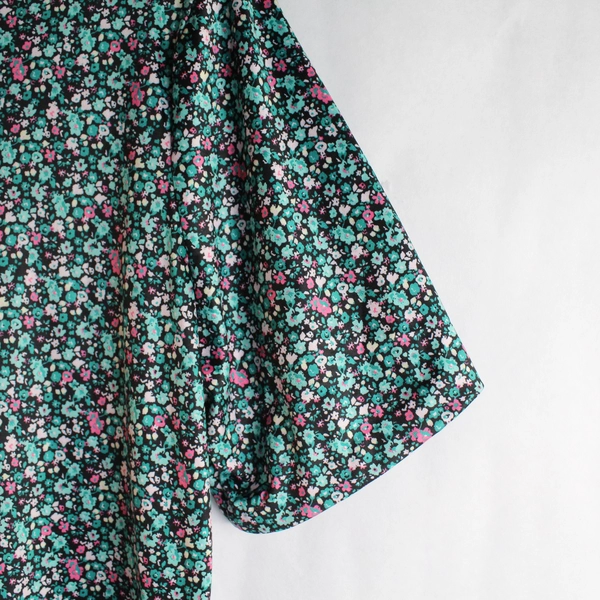 Women's Unbranded Black Multi-Color Floral Pattern Short Sleeve Midi Dress XL