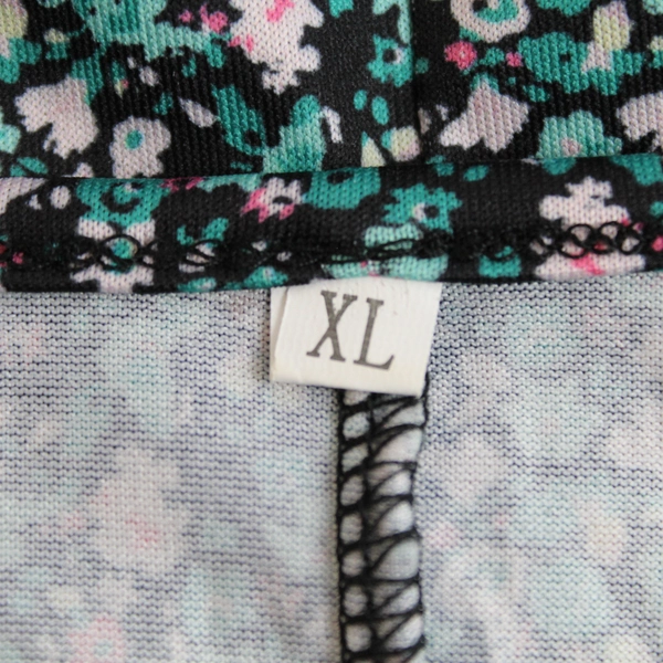 Women's Unbranded Black Multi-Color Floral Pattern Short Sleeve Midi Dress XL