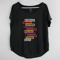 Outdoor Afro x REI Co-Op Women's Black States & Places Short Sleeve Tshirt Sz XL