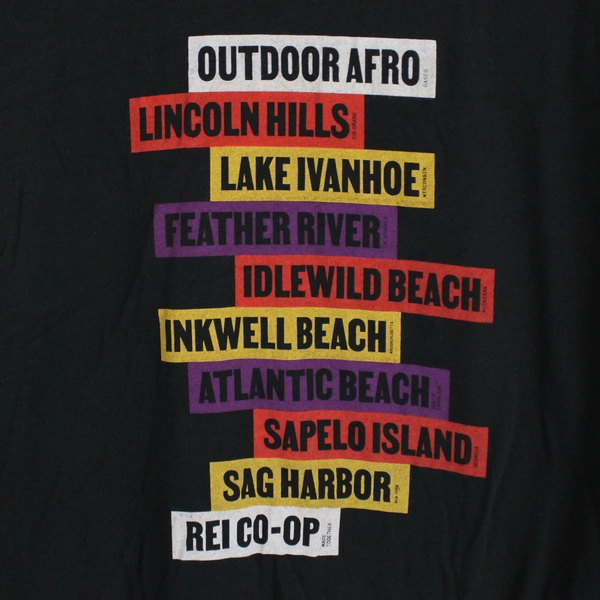 Outdoor Afro x REI Co-Op Women's Black States & Places Short Sleeve Tshirt Sz XL