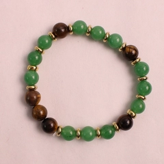 Green Jade And Tigers Eye Beaded Bracelet Made In China