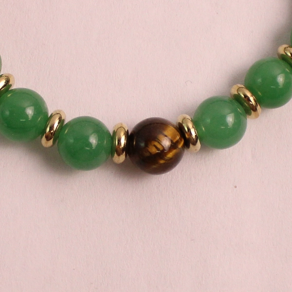 Green Jade And Tigers Eye Beaded Bracelet Made In China