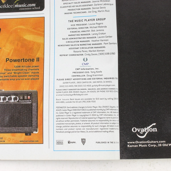 Guitar Player Magazine April 2005 Jimi Hendrix Ani DiFranco Frank Marino