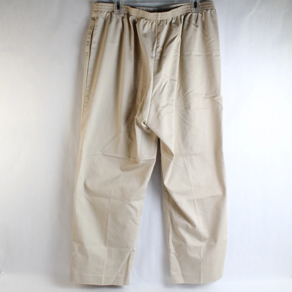 Alfred Dunner Women's Beige Elastic Waist Straight Leg Dress Pants Size 16