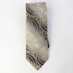 Van Heusen Beige and Gray Paisley Men's Silk Necktie 61"