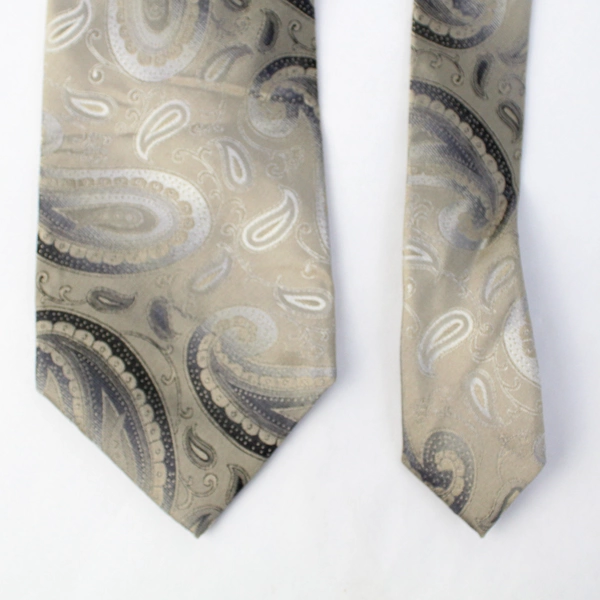 Van Heusen Beige and Gray Paisley Men's Silk Necktie 61"