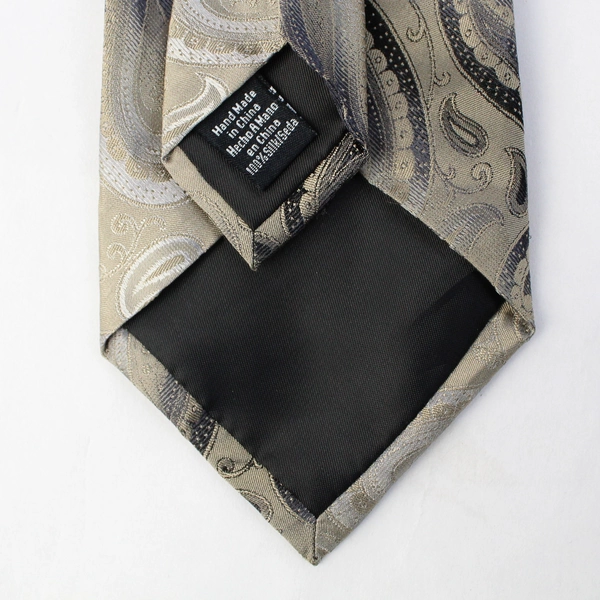 Van Heusen Beige and Gray Paisley Men's Silk Necktie 61"