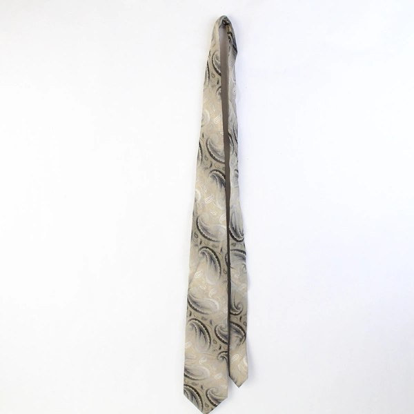 Van Heusen Beige and Gray Paisley Men's Silk Necktie 61"