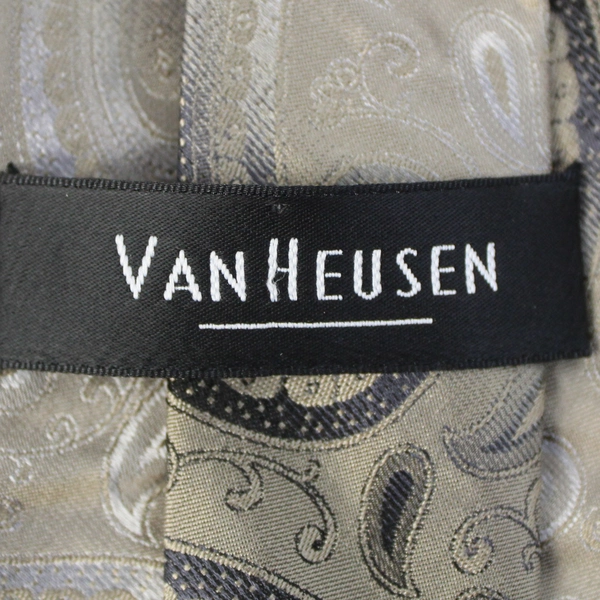 Van Heusen Beige and Gray Paisley Men's Silk Necktie 61"