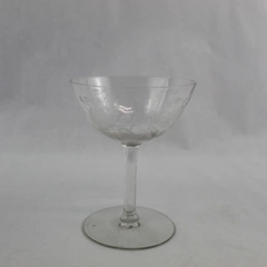 Etched Rose Crystal Champagne Glass Rose Stems On the Glass Stem Sherbet
