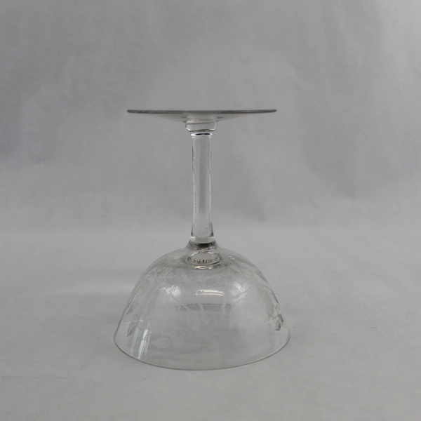 Etched Rose Crystal Champagne Glass Rose Stems On the Glass Stem Sherbet