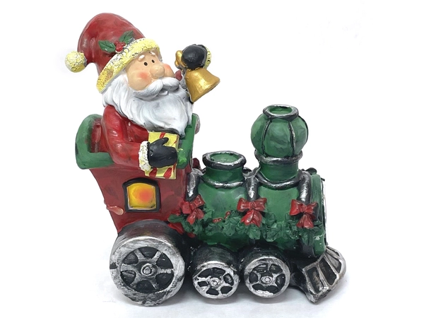 Lighted Santa in Train Engine Figurine - Battery Operated Christmas Decor