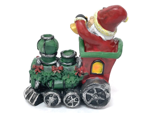 Lighted Santa in Train Engine Figurine - Battery Operated Christmas Decor