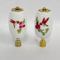 Lot of 2 Ceramic Hummingbird Lamp Ornament NIB Lamp Topper 98C613 Giftco Inc New