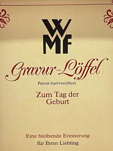 Vintage WMF Gravur Engravable Birth Date Spoon Stainless Steel in Box