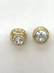 Men's Gold Tone Cubic Zirconia Cufflinks - Round Screw Back - Pre-owned Lot