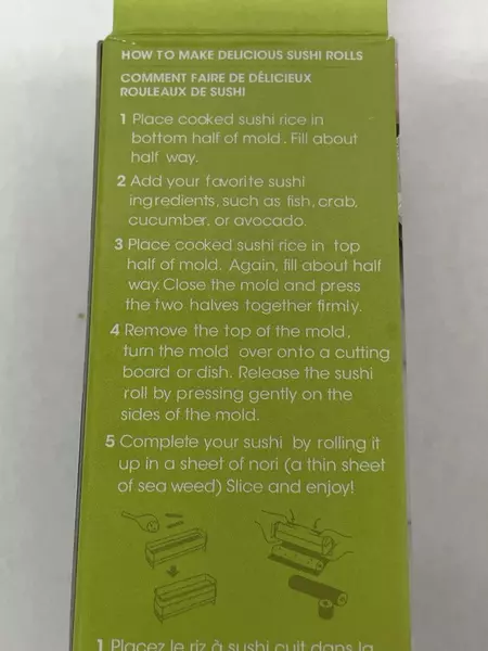 Lot of 2 New Kai USA Ltd Pure Komachi Sushi Roll Molds Frosted Plastic New