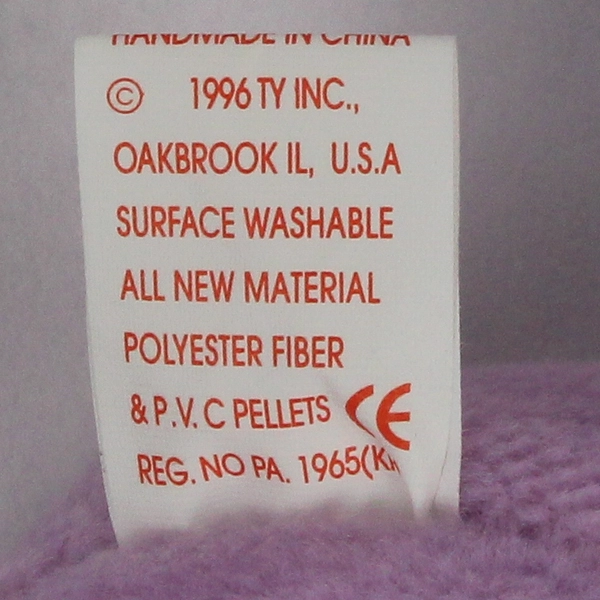 1996 TY Beanie Baby Floppity the Purple Bunny 8" Stuffed Animal with Tags