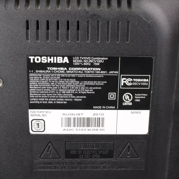 Toshiba 26CV100U 26" LCD TV 720p HDMI Input Remote & Cables Included