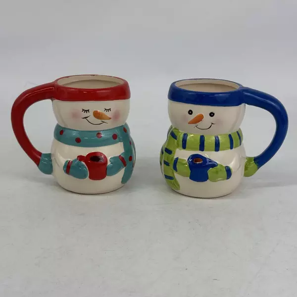 Set of 2 Bay Island Snowman Mugs 4.25 Inch