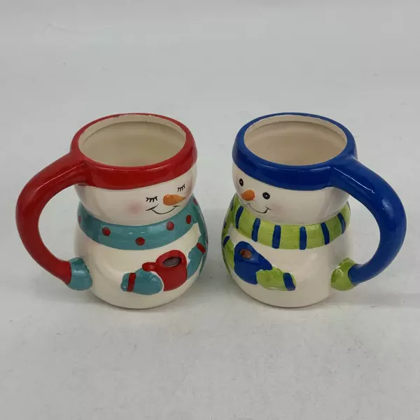Set of 2 Bay Island Snowman Mugs 4.25 Inch