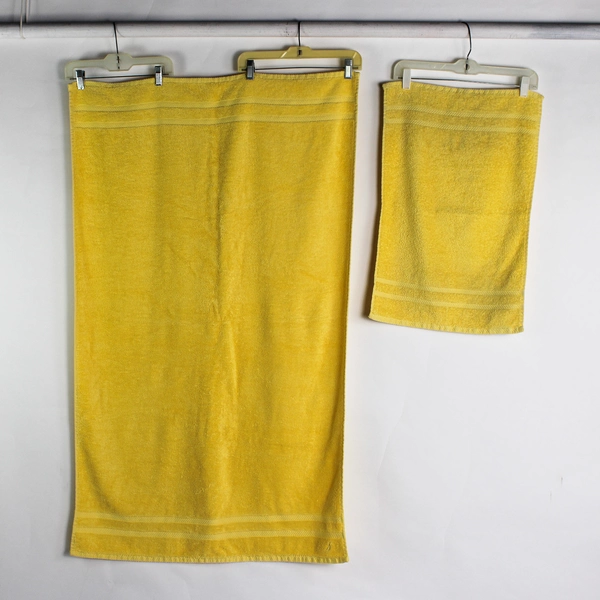 Lot Of 2 Nautica Towels Solid Butter Yellow Color 100% Cotton Hand & Bath