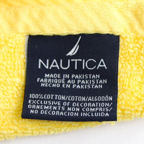 Lot Of 2 Nautica Towels Solid Butter Yellow Color 100% Cotton Hand & Bath