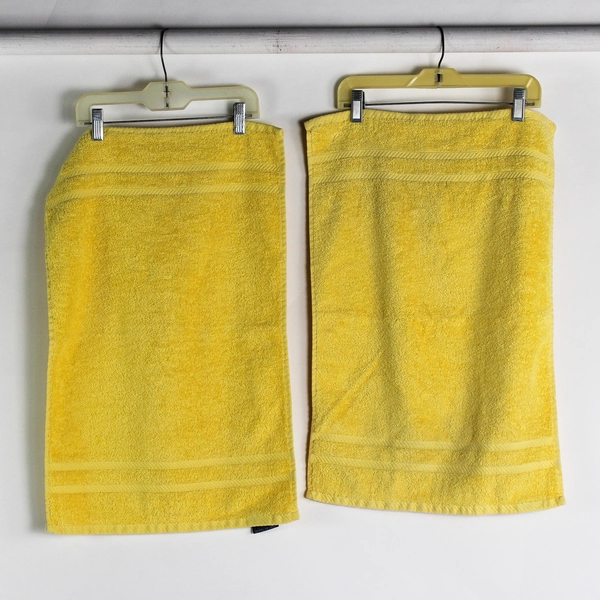 Lot Of 3 Nautica Towels Solid Butter Yellow Color 100% Cotton (2 Hand & 1 Bath)