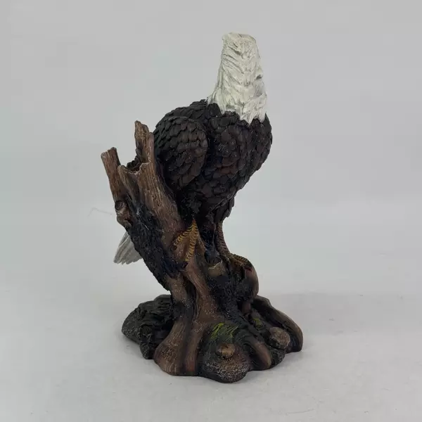 Resin Bald Eagle On A Stump Figurine