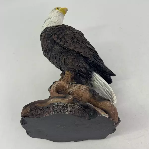 Resin Bald Eagle On A Stump Figurine