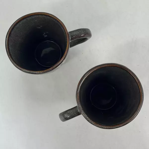 Set of 2 Oneida Cherry Blossom Coffee Cups Green With Brown Trim