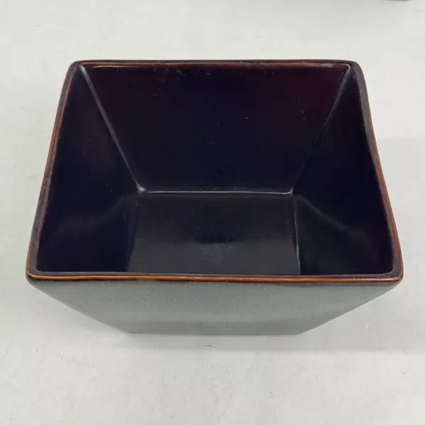 Set of 2 Oneida Cherry Blossom Square Bowl Green With Brown Trim