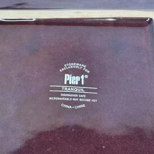 Set of 2 Pier 1 Cherry Blossom Square Salad Plate Green With Brown Trim 8 Inch