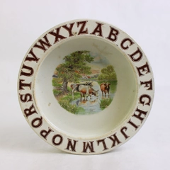 Vintage C&F England Made Baby Plate/ Porridge Bowl Ceramic 7.5" Diameter