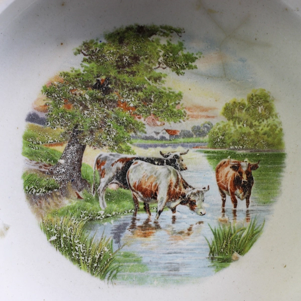 Vintage C&F England Made Baby Plate/ Porridge Bowl Ceramic 7.5" Diameter