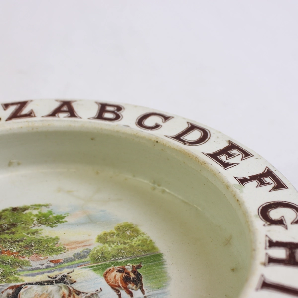 Vintage C&F England Made Baby Plate/ Porridge Bowl Ceramic 7.5" Diameter