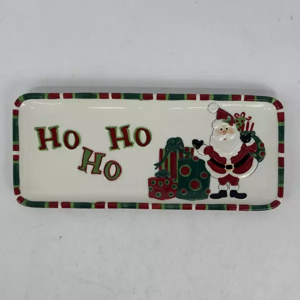 Fitz And Floyd Christmas Santa Presents Ho Ho Ho That's A Wrap Serving Tray