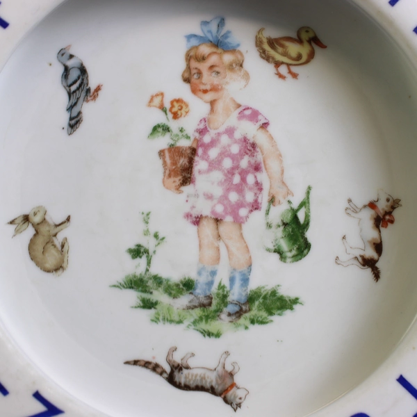 Vintage Bavaria Schumann Baby Plate Porridge Bowl Ceramic 7.75" Diameter